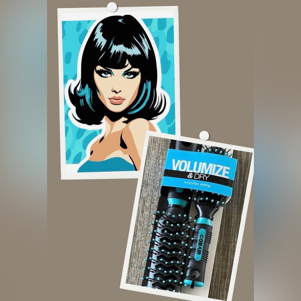 Conair Volumize & Dry Teal and Black Brush Set